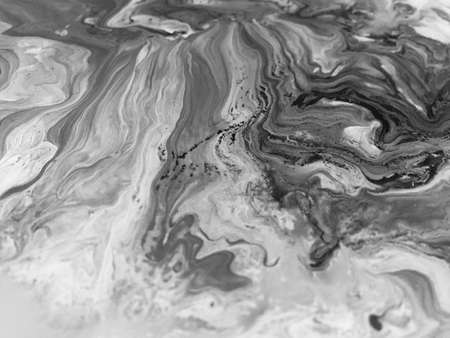 Close Up Black And White Colors Fluid Pouring Abstract Art Acrylic Painting Texture Background