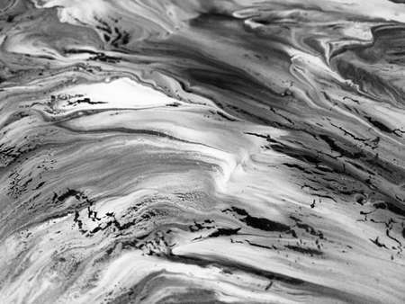 Close Up Black And White Colors Fluid Pouring Abstract Art Acrylic Painting Texture Background
