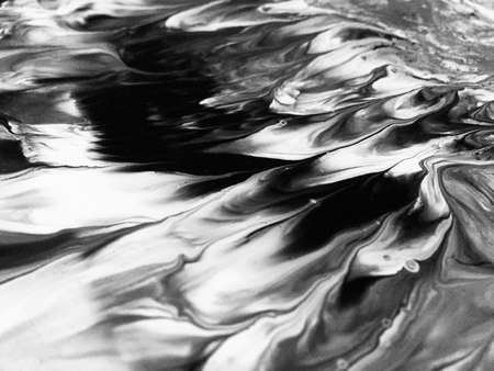 Close Up Black And White Colors Fluid Pouring Abstract Art Acrylic Painting Texture Background