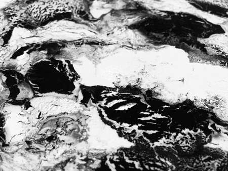 Close Up Black And White Colors Fluid Pouring Abstract Art Acrylic Painting Texture Background