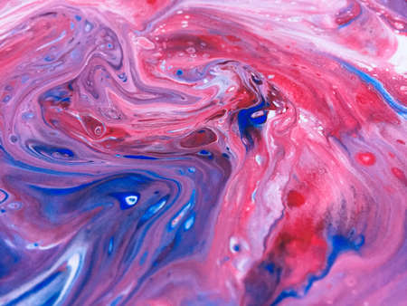 Close Up Colorful Red Blue White Fluid Pouring Abstract Art Acrylic Painting Texture Background