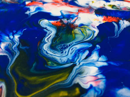 Close Up Colorful Fluid Pouring Abstract Art Acrylic Painting Texture Background