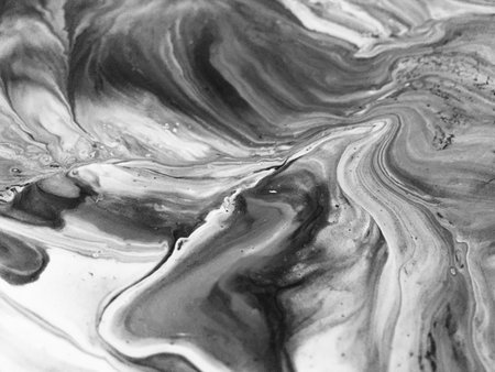 Close Up Black And White Colors Fluid Pouring Abstract Art Acrylic Painting Texture Backgroundの写真素材