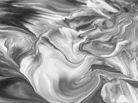 Close Up Black and White Colors Fluid Pouring Abstract Art Acrylic Painting Texture Backgroundの写真素材