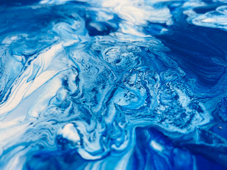 Close Up Blue White Colors Colorful Fluid Pouring Abstract Art Acrylic Painting Texture Background