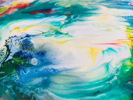 Close Up Colorful Fluid Pouring Abstract Art Acrylic Painting Texture Background