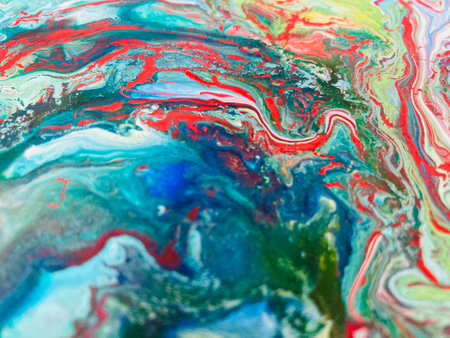 Close Up Colorful Fluid Pouring Abstract Art Acrylic Painting Texture Background