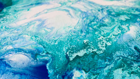 Close Up Green Blue White Colorful Fluid Pouring Abstract Art Acrylic Painting Texture Background