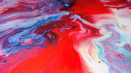 Close Up Colorful Fluid Pouring Abstract Art Acrylic Painting Texture Backgroundの写真素材
