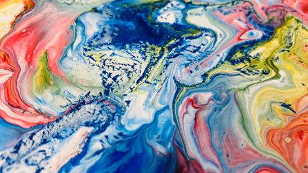 Close Up Colorful Fluid Pouring Abstract Art Acrylic Painting Texture Background