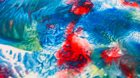 Close Up Colorful Fluid Pouring Abstract Art Acrylic Painting Texture Backgroundの写真素材