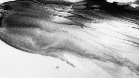 Close Up Black and White Colors Fluid Pouring Abstract Art Acrylic Painting Texture Backgroundの写真素材