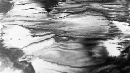 Close Up Black and White Colors Fluid Pouring Abstract Art Acrylic Painting Texture Backgroundの写真素材