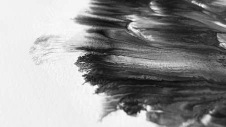 Close Up Black and White Colors Fluid Pouring Abstract Art Acrylic Painting Texture Background