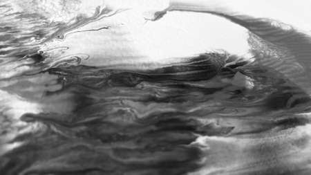 Close Up Black and White Colors Fluid Pouring Abstract Art Acrylic Painting Texture Background