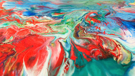Close Up Colorful Fluid Pouring Abstract Art Acrylic Painting Texture Background