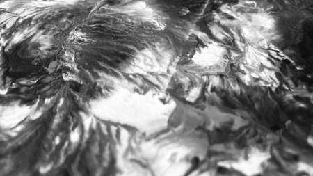 Close Up Black and White Colors Fluid Pouring Abstract Art Acrylic Painting Texture Background
