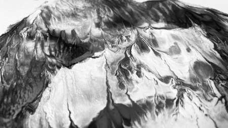 Close Up Black and White Colors Fluid Pouring Abstract Art Acrylic Painting Texture Background