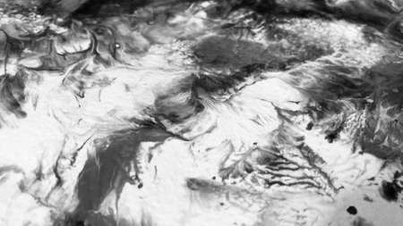 Close Up Black and White Colors Fluid Pouring Abstract Art Acrylic Painting Texture Background