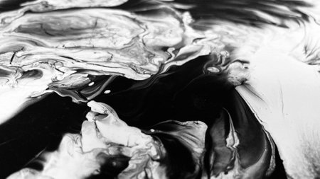 Close Up Black and White Colors Fluid Pouring Abstract Art Acrylic Painting Texture Background