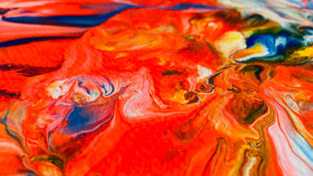 Close Up Colorful Fluid Pouring Abstract Art Acrylic Painting Texture Backgroundの写真素材