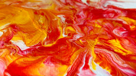 Close Up Colorful Fluid Pouring Abstract Art Acrylic Painting Texture Backgroundの写真素材