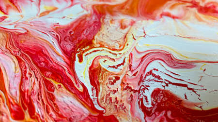 Close Up Colorful Fluid Pouring Abstract Art Acrylic Painting Texture Backgroundの写真素材