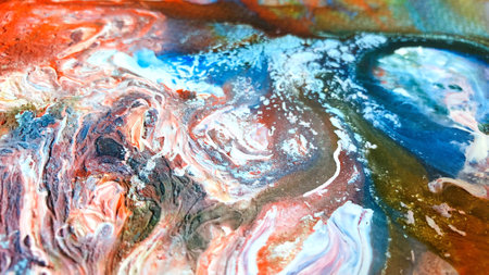 Close Up Colorful Fluid Pouring Abstract Art Acrylic Painting Texture Background