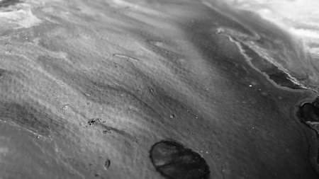 Close Up Black and White Colors Fluid Pouring Abstract Art Acrylic Painting Texture Backgroundの写真素材