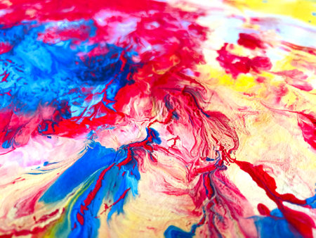 Close Up Colorful Fluid Pouring Abstract Art Acrylic Painting Texture Background