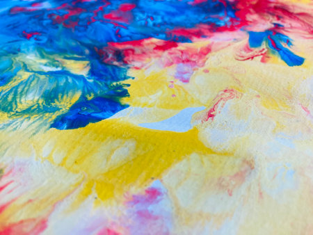 Close Up Colorful Fluid Pouring Abstract Art Acrylic Painting Texture Background