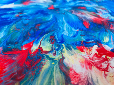 Close Up Colorful Fluid Pouring Abstract Art Acrylic Painting Texture Background