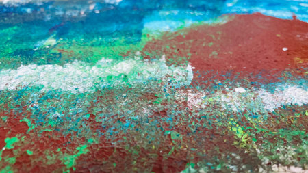Close Up Colorful Fluid Pouring Abstract Art Acrylic Painting Texture Backgroundの写真素材