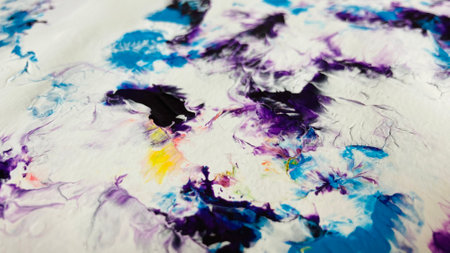 Close Up Colorful Fluid Pouring Abstract Art Acrylic Painting Texture Backgroundの写真素材
