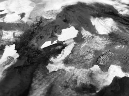 Close Up Black and White Colors Fluid Pouring Abstract Art Acrylic Painting Texture Backgroundの写真素材