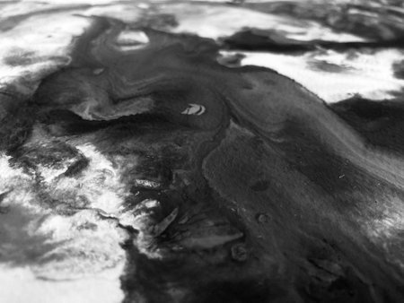 Close Up Black and White Colors Fluid Pouring Abstract Art Acrylic Painting Texture Background