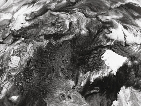 Close Up Black and White Colors Fluid Pouring Abstract Art Acrylic Painting Texture Background