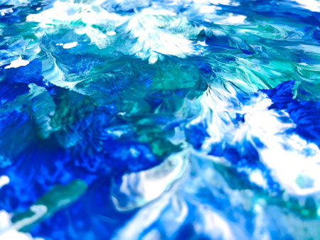Close Up Colorful Fluid Pouring Abstract Art Acrylic Painting Texture Backgroundの写真素材