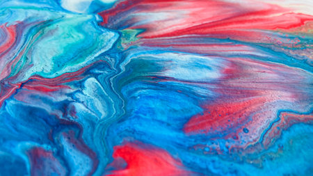Close Up Colorful Fluid Pouring Abstract Art Acrylic Painting Texture Backgroundの写真素材