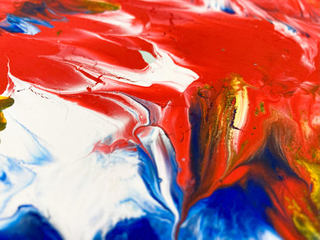 Close Up Colorful Fluid Pouring Abstract Art Acrylic Painting Texture Backgroundの写真素材