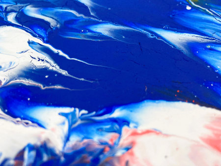 Close Up Colorful Fluid Pouring Abstract Art Acrylic Painting Texture Backgroundの写真素材