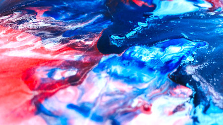 Close Up Colorful Fluid Pouring Abstract Art Acrylic Painting Texture Backgroundの写真素材