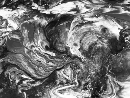 Close Up Black and White Colors Fluid Pouring Abstract Art Acrylic Painting Texture Background