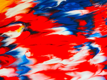 Close Up Colorful Fluid Pouring Abstract Art Acrylic Painting Texture Backgroundの写真素材
