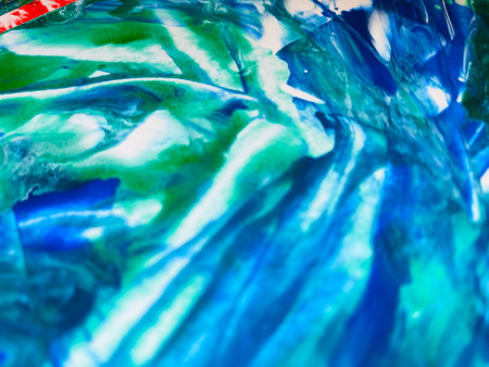 Close Up Colorful Fluid Pouring Abstract Art Acrylic Painting Texture Backgroundの写真素材