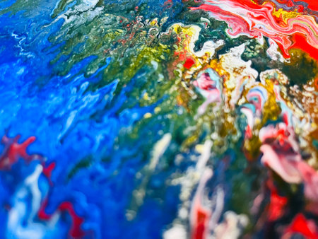 Close Up Colorful Fluid Pouring Abstract Art Acrylic Painting Texture Background