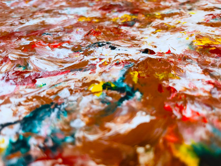 Close Up Colorful Fluid Pouring Abstract Art Acrylic Painting Texture Backgroundの写真素材