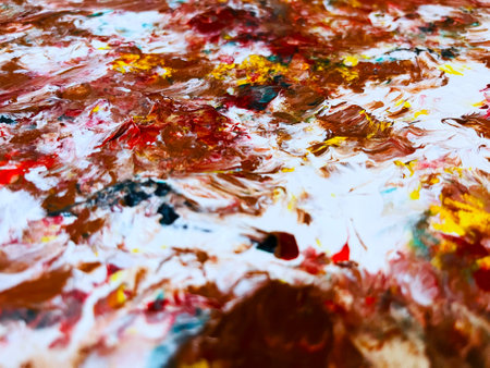 Close Up Colorful Fluid Pouring Abstract Art Acrylic Painting Texture Backgroundの写真素材