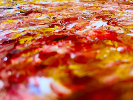 Close Up Colorful Fluid Pouring Abstract Art Acrylic Painting Texture Backgroundの写真素材