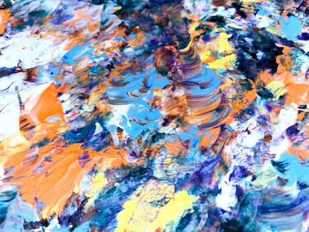 Close Up Colorful Fluid Pouring Abstract Art Acrylic Painting Texture Backgroundの写真素材